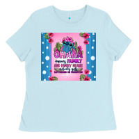 Baby Blue ohana means family stitch Ladies Tee - Zillion Design Studio