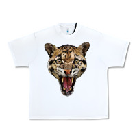 White ocelot head Urban Heavy Tee - LillyAllenDesigns