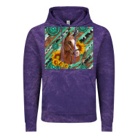 Cloud Purple western horse with gemstone and sunflower Vintage Hoodie - Artiststas