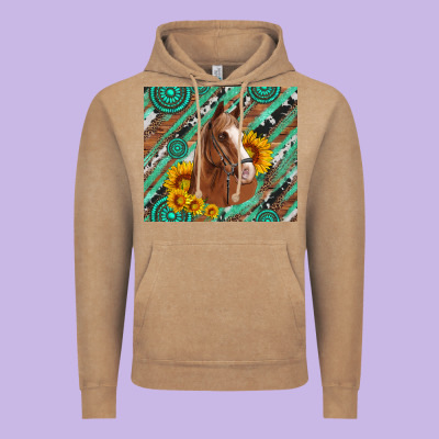 Western Horse With Gemstone And Sunflower Vintage Hoodie Designed By Artiststas