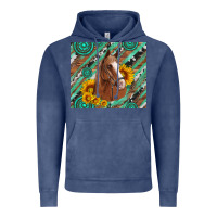 Vintage Denim western horse with gemstone and sunflower Vintage Hoodie - Artiststas