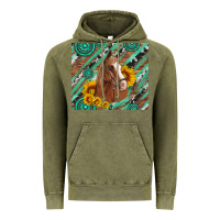 Vintage Olive western horse with gemstone and sunflower Vintage Hoodie - Artiststas