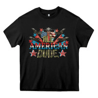 Black All American dude 4th of July Heavy Core Tee - CowGirlArtShop
