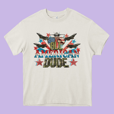 All American Dude 4th Of July Heavy Core Tee Designed By Cowgirlartshop