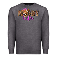Charcoal Heather Moody Heifer with Leopard Premium Sweatshirt - texasbilliewilder