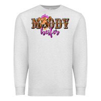 Oatmeal Heather Moody Heifer with Leopard Premium Sweatshirt - texasbilliewilder
