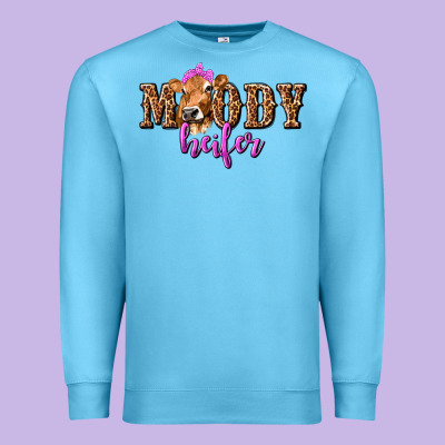 Moody Heifer With Leopard Premium Sweatshirt Designed By Texasbilliewilder