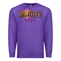 Purple Moody Heifer with Leopard Premium Sweatshirt - texasbilliewilder