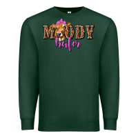 Sports Green Moody Heifer with Leopard Premium Sweatshirt - texasbilliewilder