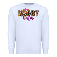 White Moody Heifer with Leopard Premium Sweatshirt - texasbilliewilder