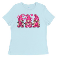 Baby Blue Breast Cancer Gnomes Ladies Tee - texasbilliewilder