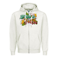 Oatmeal Heather Grow In Faith Zipper Hoodie - LillyAllenDesigns