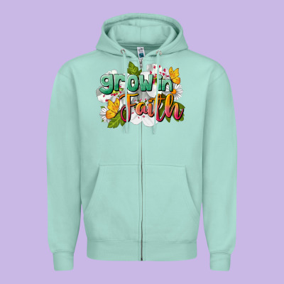 Grow In Faith Zipper Hoodie Designed By Lillyallendesigns