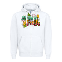 White Grow In Faith Zipper Hoodie - LillyAllenDesigns