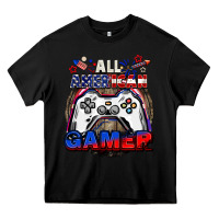 Black All American gamer 4th of july Heavy Core Tee - CowGirlArtShop