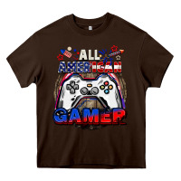 Chocolate Brown All American gamer 4th of july Heavy Core Tee - CowGirlArtShop
