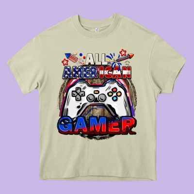 All American Gamer 4th Of July Heavy Core Tee Designed By Cowgirlartshop