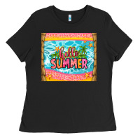 Black hello summer Ladies Tee - Zillion Design Studio