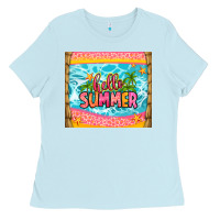 Baby Blue hello summer Ladies Tee - Zillion Design Studio