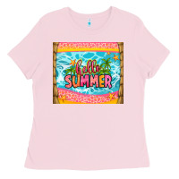 Bubblegum Pink hello summer Ladies Tee - Zillion Design Studio