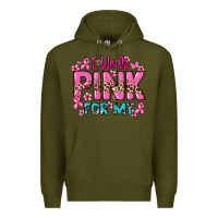 Army Green I wear pink for my custom name Cancer Awareness Premium Hoodie - HowdyJamesFarm