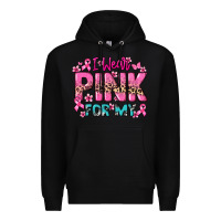 Black I wear pink for my custom name Cancer Awareness Premium Hoodie - HowdyJamesFarm