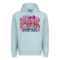 Blue Mist I wear pink for my custom name Cancer Awareness Premium Hoodie - HowdyJamesFarm