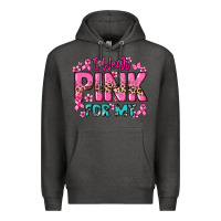 Charcoal Heather I wear pink for my custom name Cancer Awareness Premium Hoodie - HowdyJamesFarm