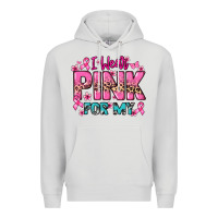 Dove Grey I wear pink for my custom name Cancer Awareness Premium Hoodie - HowdyJamesFarm