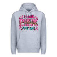 Heather Grey I wear pink for my custom name Cancer Awareness Premium Hoodie - HowdyJamesFarm