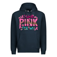Navy I wear pink for my custom name Cancer Awareness Premium Hoodie - HowdyJamesFarm