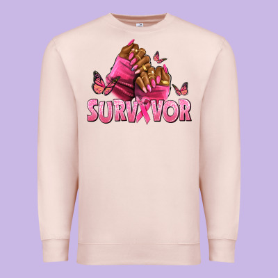 Breast Cancer Survivor Afro Nails Premium Sweatshirt Designed By Nancycooperartshop