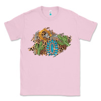 Bubblegum Pink horseshoe leopard gemstone cactus patch Classic Tee - AdoDesignShop