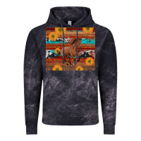 Western Horse And Sunflowers Cowhide Leopard With Aztec Vintage Hoodie | Teevron
