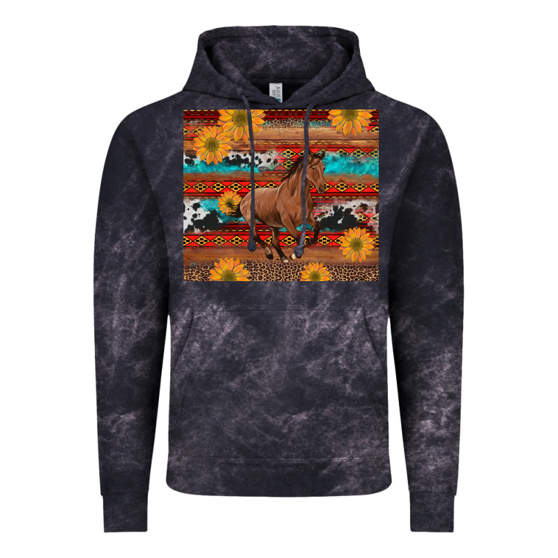 Western Horse And Sunflowers Cowhide Leopard With Aztec Vintage Hoodie by Artiststas | Teevron