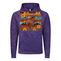 Cloud Purple western horse and sunflowers cowhide leopard with aztec Vintage Hoodie - Artiststas