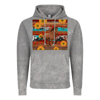 Cloud Rock western horse and sunflowers cowhide leopard with aztec Vintage Hoodie - Artiststas