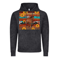 Vintage Black western horse and sunflowers cowhide leopard with aztec Vintage Hoodie - Artiststas