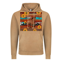 Vintage Camel western horse and sunflowers cowhide leopard with aztec Vintage Hoodie - Artiststas