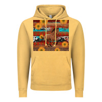Vintage Mustard western horse and sunflowers cowhide leopard with aztec Vintage Hoodie - Artiststas