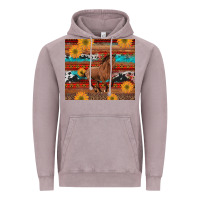 Vintage Zinc western horse and sunflowers cowhide leopard with aztec Vintage Hoodie - Artiststas