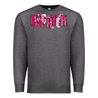 Charcoal Heather Fighter Breast Cancer Premium Sweatshirt - NancyCooperArtShop