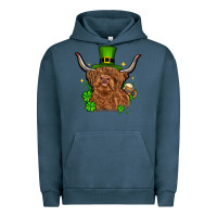 Pigment Midnight Navy St. Patrick's Day cow Urban Hoodie - OliviaCreatesArt