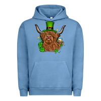 Pigment Pebble Blue St. Patrick's Day cow Urban Hoodie - OliviaCreatesArt