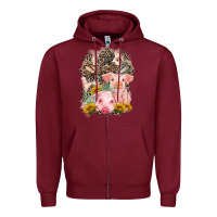 Burgundy Western Pigs with Crosses Zipper Hoodie - LillyAllenDesigns