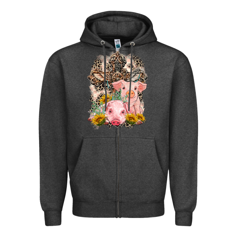Western Pigs With Crosses Zipper Hoodie by LillyAllenDesigns | Teevron