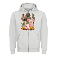 Dove Grey Western Pigs with Crosses Zipper Hoodie - LillyAllenDesigns