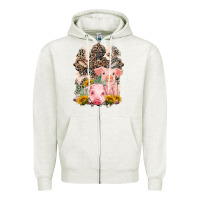 Oatmeal Heather Western Pigs with Crosses Zipper Hoodie - LillyAllenDesigns