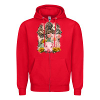 Red Western Pigs with Crosses Zipper Hoodie - LillyAllenDesigns