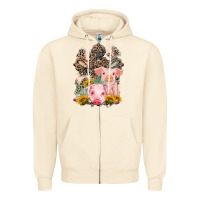 Sandshell Western Pigs with Crosses Zipper Hoodie - LillyAllenDesigns
